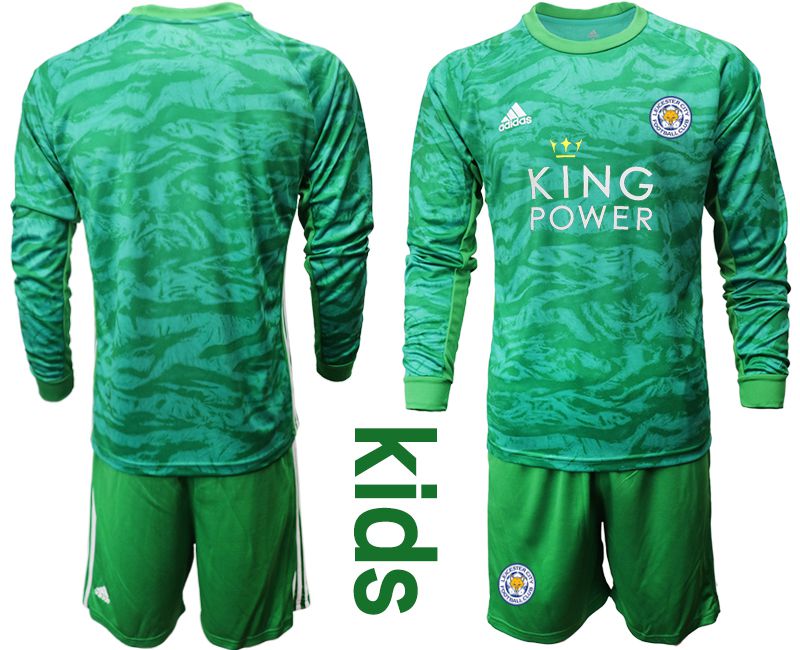 Youth 2019-2020 club Leicester City green goalkeeper long sleeve Soccer Jerseys->barcelona jersey->Soccer Club Jersey